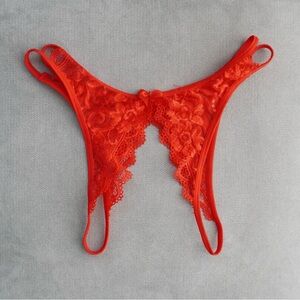 Red Lace Thong Panty - Brand